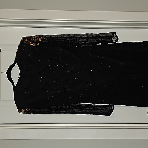 Laurence Kazar Womens Dress Vtg Sz S Beaded Black Silk Evening Zipper VG… - Picture 11 of 16